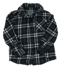 Tmavomodro-zeleno-bílá kostkovaná flanelová košile Primark