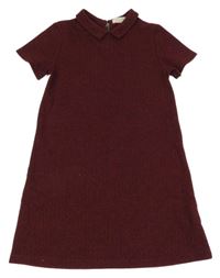 Červeno-černé vzorované šaty s límečkem Zara