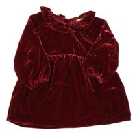 Karmínové sametové šaty s límečkem H&M