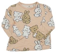 Světlerůžové triko se zvířátky H&M