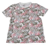Bílo-khaki-růžové tričko s leopardy Pepperts