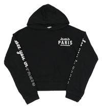 Černá crop mikina s nápisem a kapucí H&M