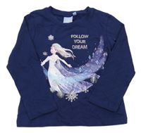 Tmavomodré triko s Elsou Disney