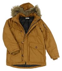Hnědá šusťáková zimní bunda s kapucí H&M