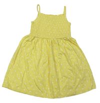 Žluté letní šaty s bílými srdíčky George 