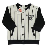 Bílo-černá pruhovaná baseballová mikina s nápisem a číslem H&M