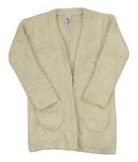 Smetanový chlupatý huňatý svetrový cardigan C&A