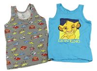 2x - Nátělník - Šedý s auty, modrý se Simbou Disney