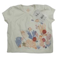 Smetanové triko s mořským koníkem a medúzou a řasami Mothercare
