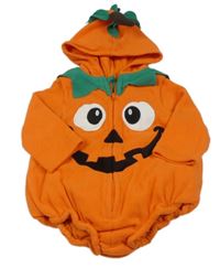 Kostým - Oranžovo-zelené fleecové vycpané body s kapucí - dýně PRIMARK