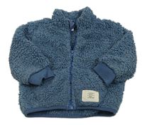 Modrá huňatá bunda s nášivkou 