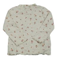 Světlešedý melírovaný žebrovaný rolák s kytičkami Topolino