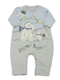 Nové - světlemodro-šedý overal s medvídky a nápisem Next