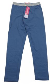 Nové - tmavomodré legíny se stříbrným pasem Lily & Dan