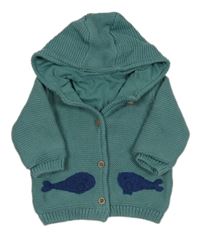 Šalvějový propínací podšitý svetr s velrybami M&S