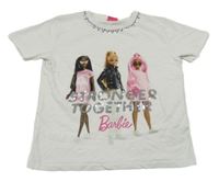 Bílé tričko s Barbie a flitry a kamínky Barbie