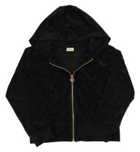 Černá vzorovaná plyšová propínací mikina s kapucí F&F