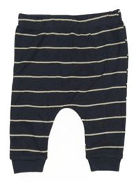 Tmavomodro-smetanové pruhované turecké tepláky so cute