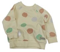 Smetanová puntíkatá mikina s nápisy PRIMARK