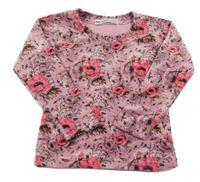 Starorůžová plyšová mikina s růžemi NINS MODA