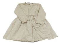 Smetanové žebrovano/plátěné šaty ZARA