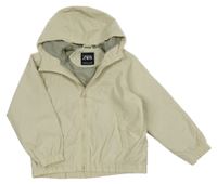 Smetanová šusťáková jarní bunda s písmenky a kapucí ZARA