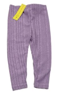 Nové - fialové melírované žebrované úpletové legíny SHEIN