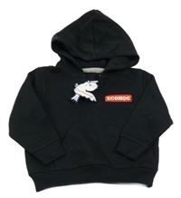 Nové - černá teplá mikina s nápisem a kapsou a kapucí 