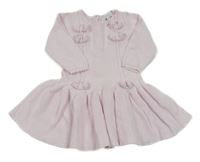 Světlerůžové pletené šaty s mašlemi a vzorem a žebrováním blues baby