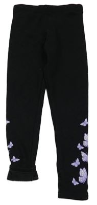 Černé teplákové zateplené legíny s motýlky PRIMARK