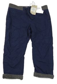 Nové - tmavomodré chino PULL ON podšité kalhoty s úpletovým pasem Denim Co.