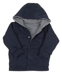 Tmavomodrý melírovaný zateplený kabátek s kapucí St. Bernard