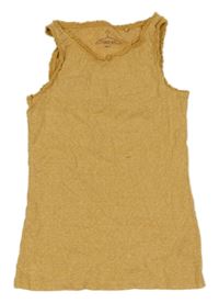 Karamelový melírovaný žebrovaný top s krajkou Next