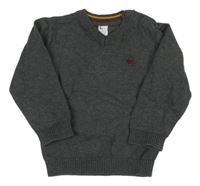 Tmavošedý melírovaný svetr s autíčkem C&A