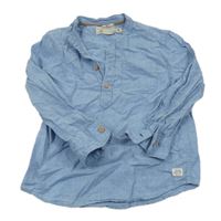 Modrá melírovaná polokošile s nášivkou H&M
