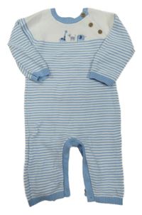 Modro-bílý pruhovaný pletený overal se zvířátky Mothercare