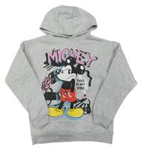 Světlešedá melírovaná mikina s Mickey a kapucí PRIMARK