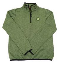 Khaki-zeleno-černá melírovaná sportovní mikina s nášivkou Apparel