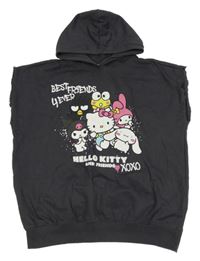 Tmavošedá tepláková vesta s Kitty a kapucí Sanrio