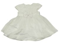 Bílé slavnostní tylovo/krajkované šaty s mašlí Shein 