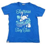 Modré tričko s potiskem s nápisy Saltrock