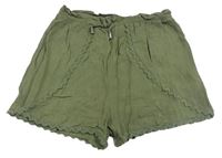Khaki lehké kraťasy s volánky Primark