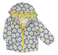 Modrá květovaná šusťáková jarní bunda s kapucí Mothercare