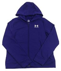 Modrofialová sportovní propínací funkční mikina s logem a kapucí Under Armour