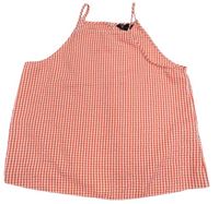 Červeno-bílý kostkovaný krepový oversize top New Look