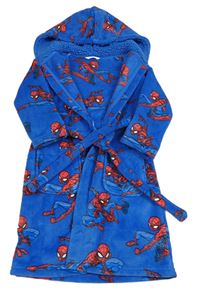 Modrý chlupatý župan se Spidermanem a kapucí M&S