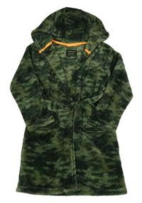 Khaki army chlupatý župan s kapucí Primark
