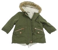 Khaki šusťáková zimní parka s kapucí s kožešinou George