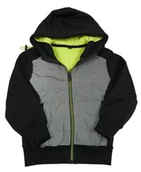 Černo-šedá bunda s kapucí