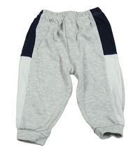 Šedo-tmavomodro-bílé tepláky